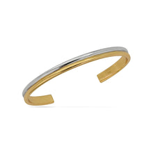 Load image into Gallery viewer, Bicolour Double Bar Cuff Bracelet 18ct Gold Plated
