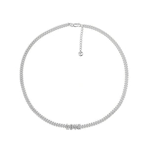 Flat Curb Chain Necklace With LOVE Letters Silver Plated