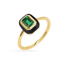 Load image into Gallery viewer, Nano Emerald &amp; Enamel Ring 18ct Gold Plated
