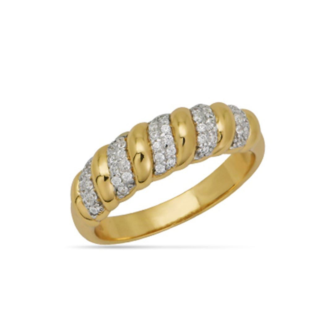 Pave Croissant Ring 18ct Gold Plated