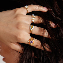 Load image into Gallery viewer, Orange Enamel Flower Shape Ring 18ct Gold Plated Vermeil
