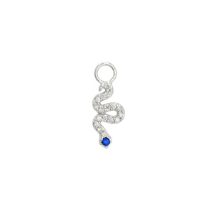 Cubic Zirconia Snake Huggie Hoop Charm Enhancer Sterling Silver