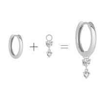 Load image into Gallery viewer, Round Cubic Zirconia Huggie Hoop Charm Enhancer Sterling Silver
