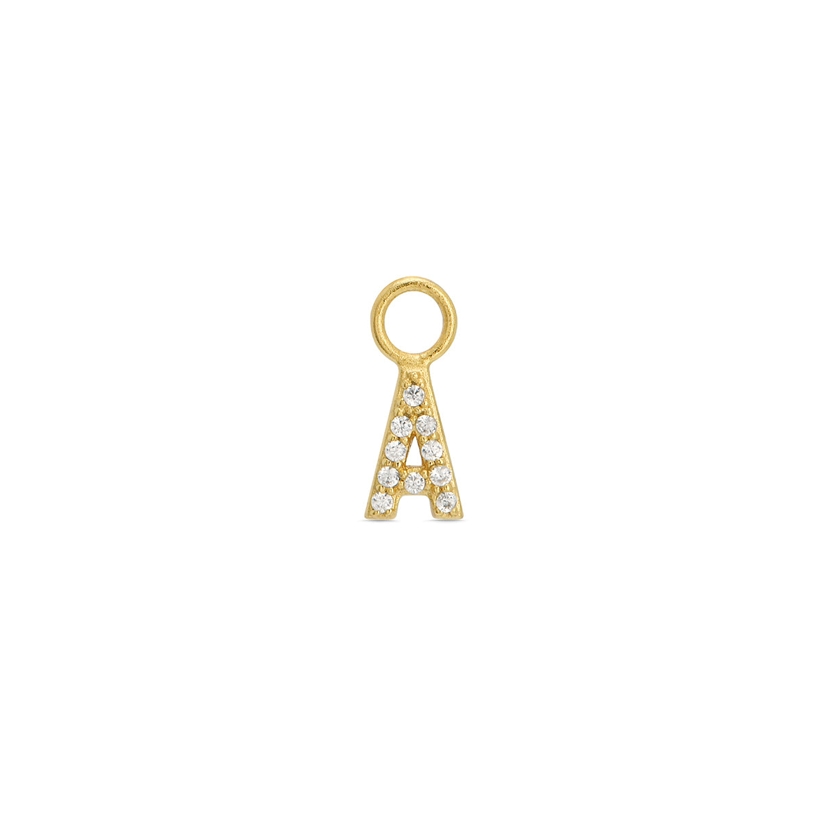 Cubic Zirconia Letter A Huggie Hoop Charm Enhancer 18ct Gold Plated Vermeil