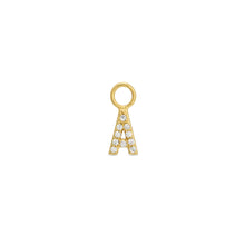 Load image into Gallery viewer, Cubic Zirconia Letter A Huggie Hoop Charm Enhancer 18ct Gold Plated Vermeil
