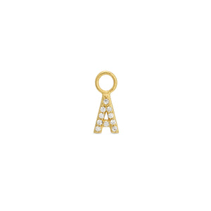 Cubic Zirconia Letter A Huggie Hoop Charm Enhancer 18ct Gold Plated Vermeil