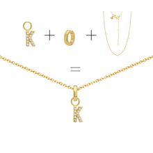 Load image into Gallery viewer, Cubic Zirconia Letter K Huggie Hoop Charm Enhancer 18ct Gold Plated Vermeil
