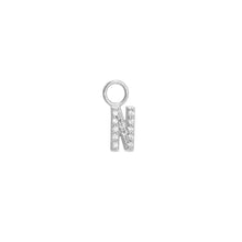 Load image into Gallery viewer, Cubic Zirconia Letter N Huggie Hoop Charm Enhancer Sterling Silver
