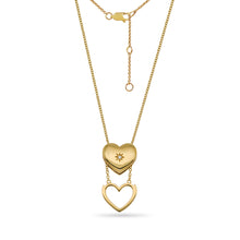 Load image into Gallery viewer, Cubic Zirconia Heart Sliding Locket Adjustable Necklace 18ct Gold Plated Vermeil
