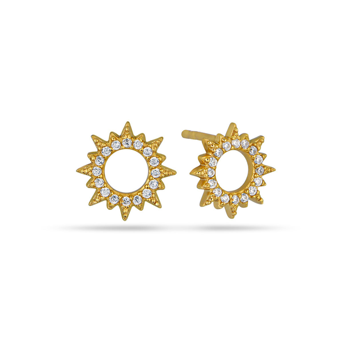 Cubic Zirconia Stud Earrings 18ct Gold Plated Vermeil