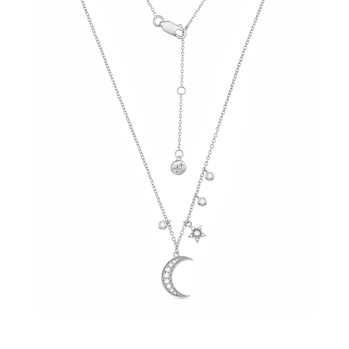 Celestial Adjustable Necklace With Cubic Zirconia Sterling Silver