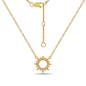 Sun Adjustable Necklace With Cubic Zirconia 18ct Gold Plated Vermeil