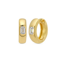 Load image into Gallery viewer, Emerald Cut Huggies 18ct Gold Plated Vermeil
