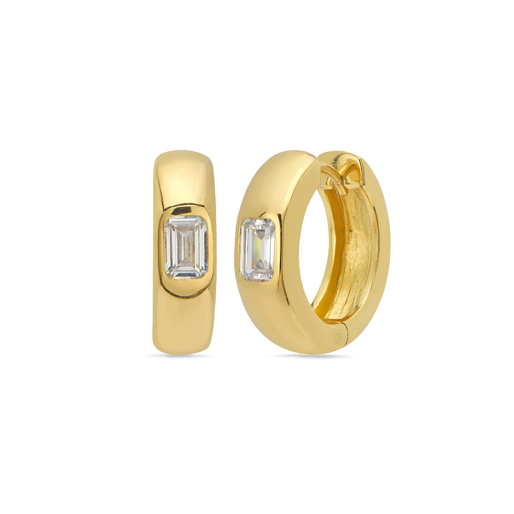 Emerald Cut Huggies 18ct Gold Plated Vermeil