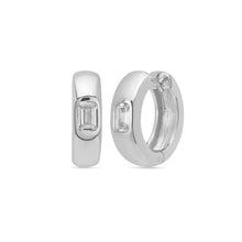Load image into Gallery viewer, Emerald Cut Huggies Sterling Silver
