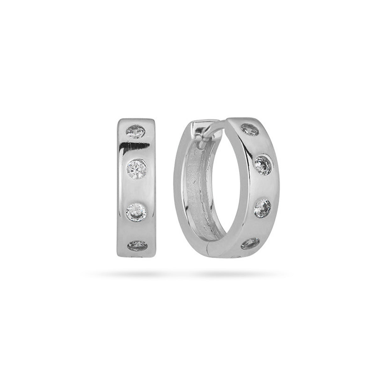 Invisible Set Huggie Earrings Sterling Silver