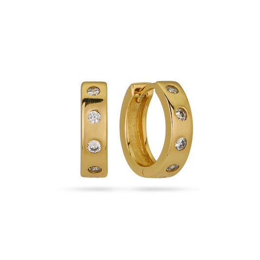Invisible Set Huggie Earrings 18ct Gold Plated Vermeil